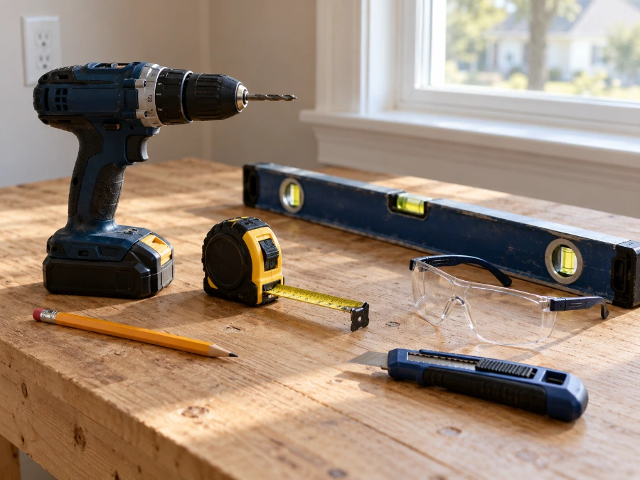 DIY tools on a workbench