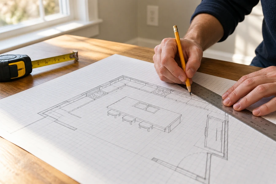 Planning a kitchen layout on paper
