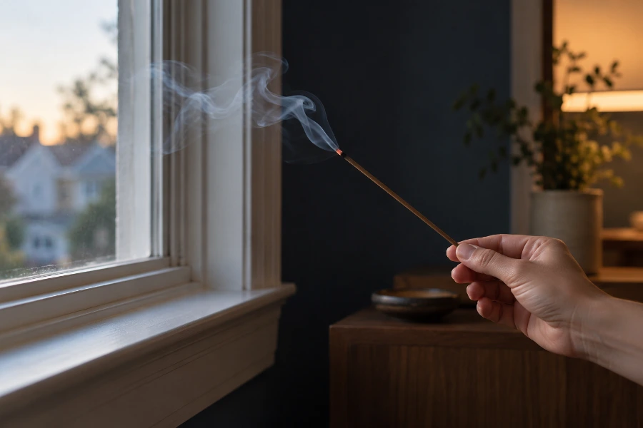 Testing for window drafts with smoke