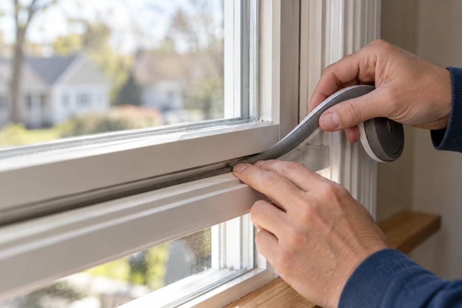 Installing weatherstripping on a window
